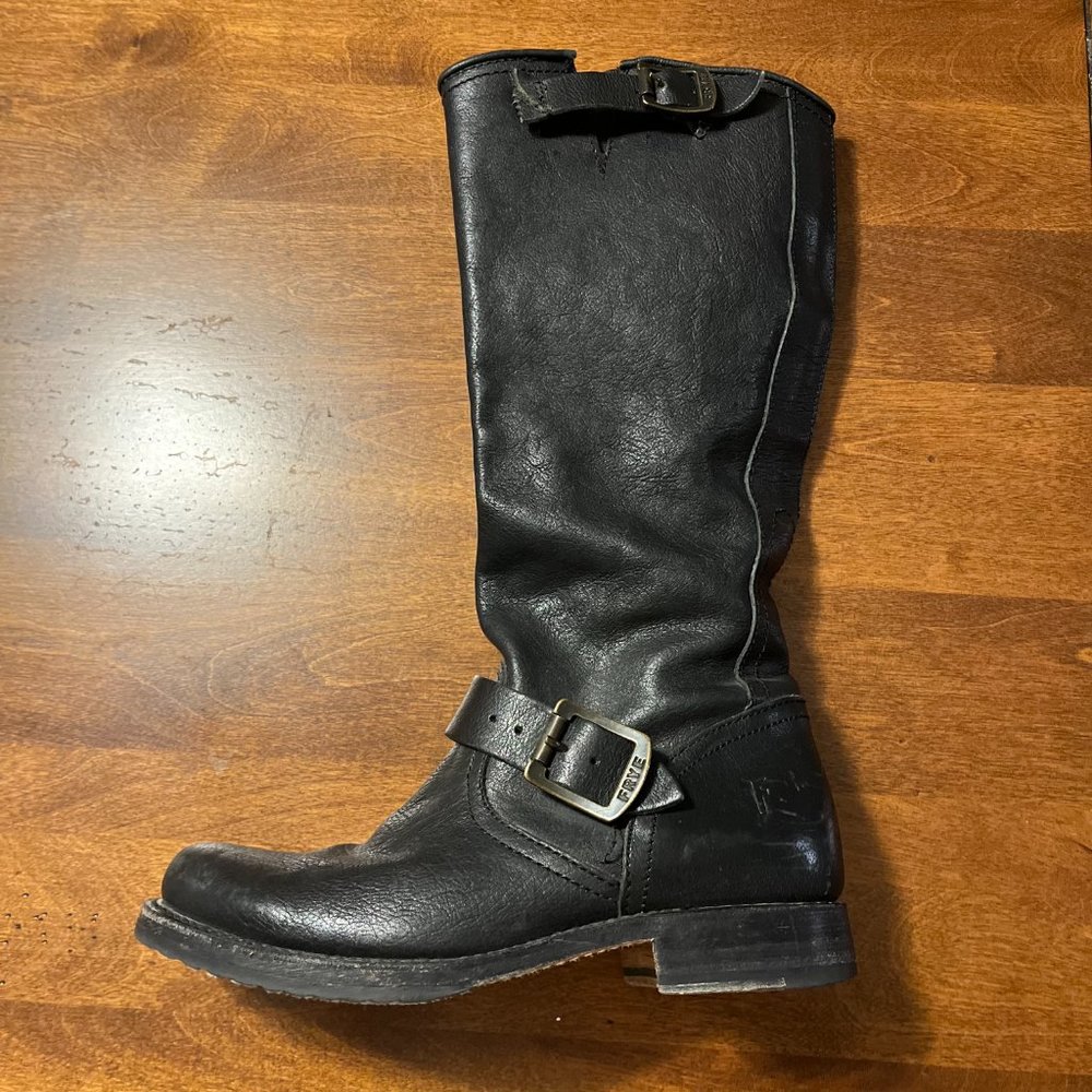Frye biker rockabilly tall boots black 8.5M - Picture 6 of 11